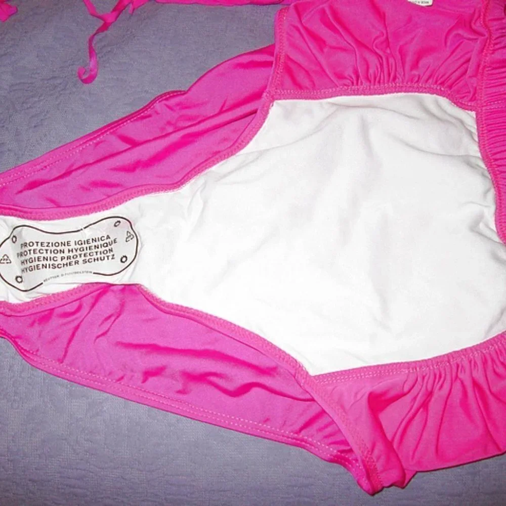 Hot Pink Bikini Size XXL High Waist 2 Piece Swimsuit Convertible Fringe Coquette